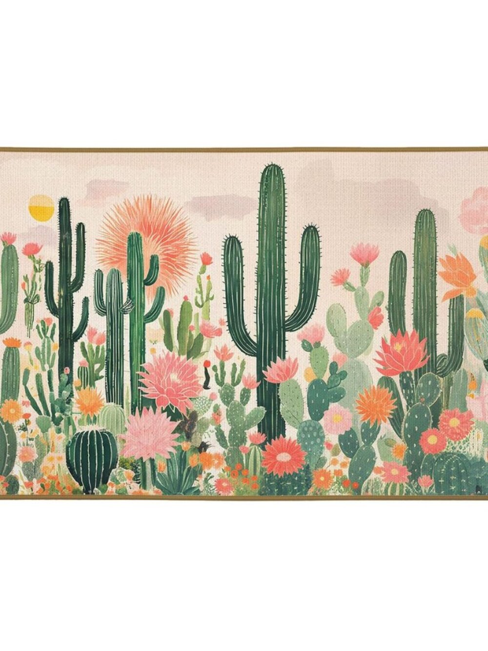 Vintage Mexican Cactus Doormat, Boho Western Succulent Plant Door Mat Outdoor